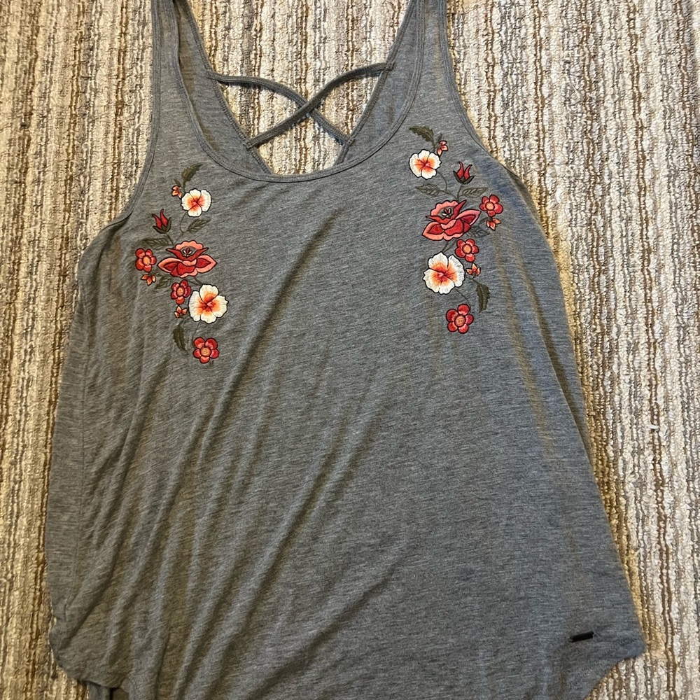 Hollister Gray Embroidered Tank